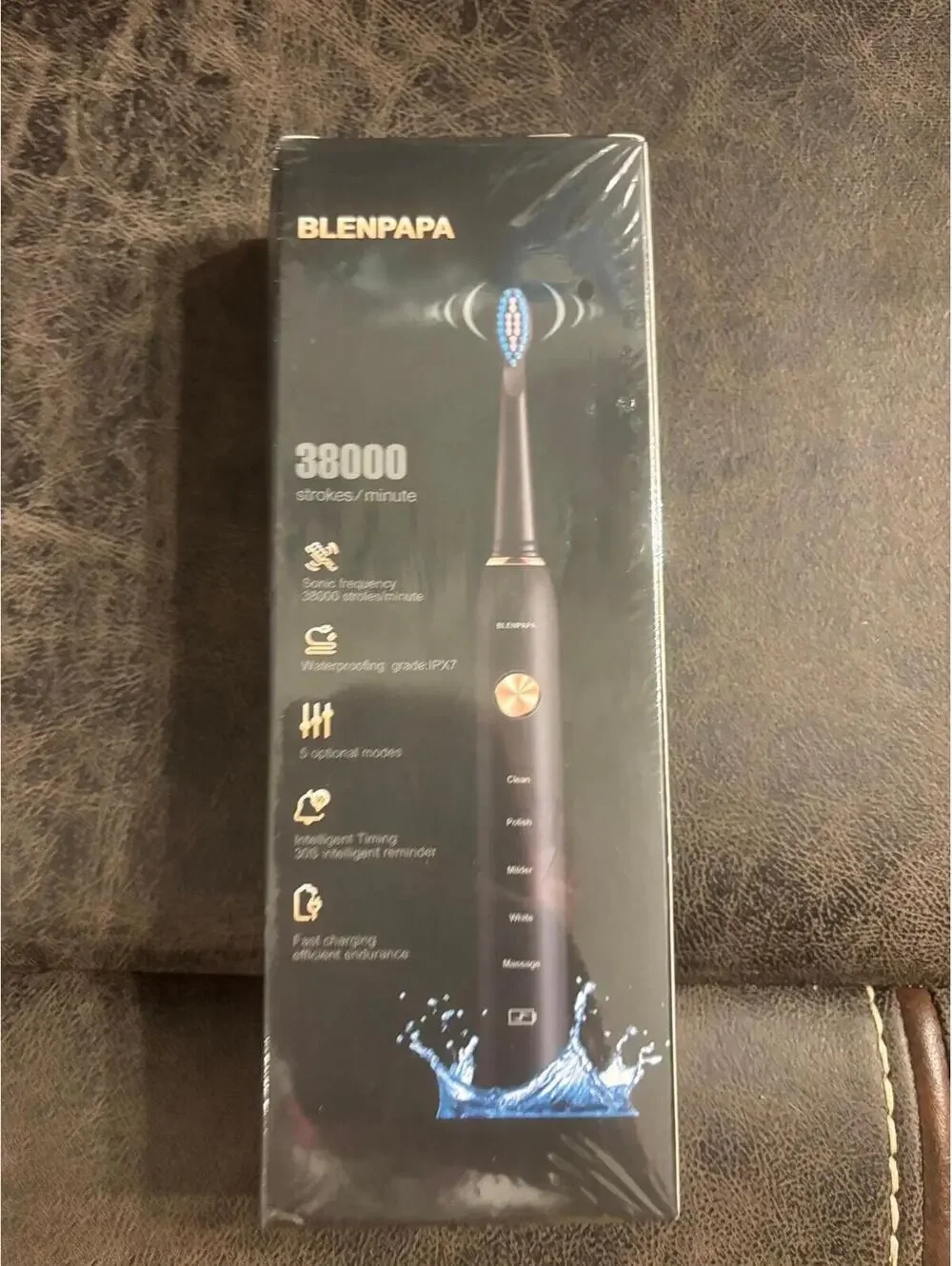BLENPAPA Sonic Electric Toothbrush 38000 Strokes IPX7 Waterproof NIB - Picture 3 of 7